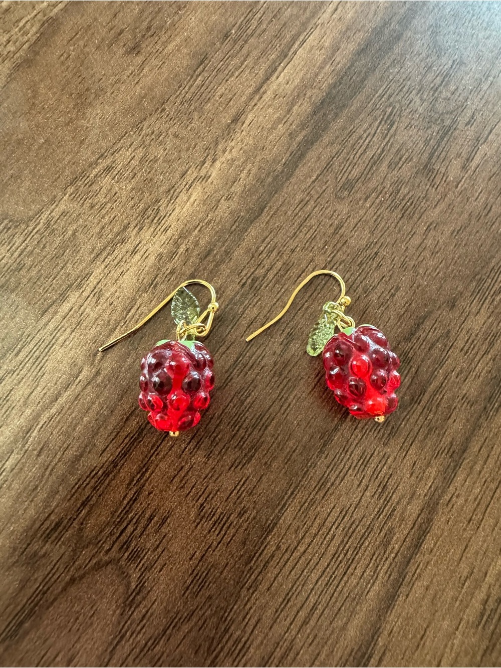Francesca's Collections Red Raspberry Drop Earrings with Gold Hooks